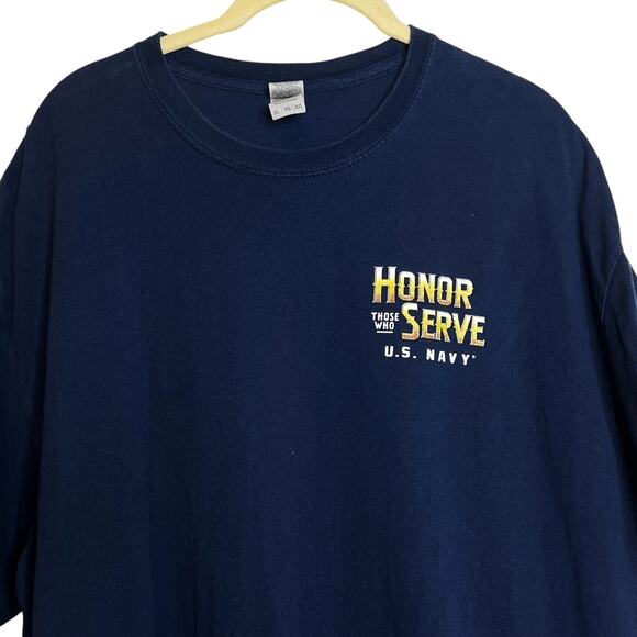 US Navy Mens Tee Honor Those Who Serve Size XL Blue Gildan Heavy Cotton - Picture 3 of 5
